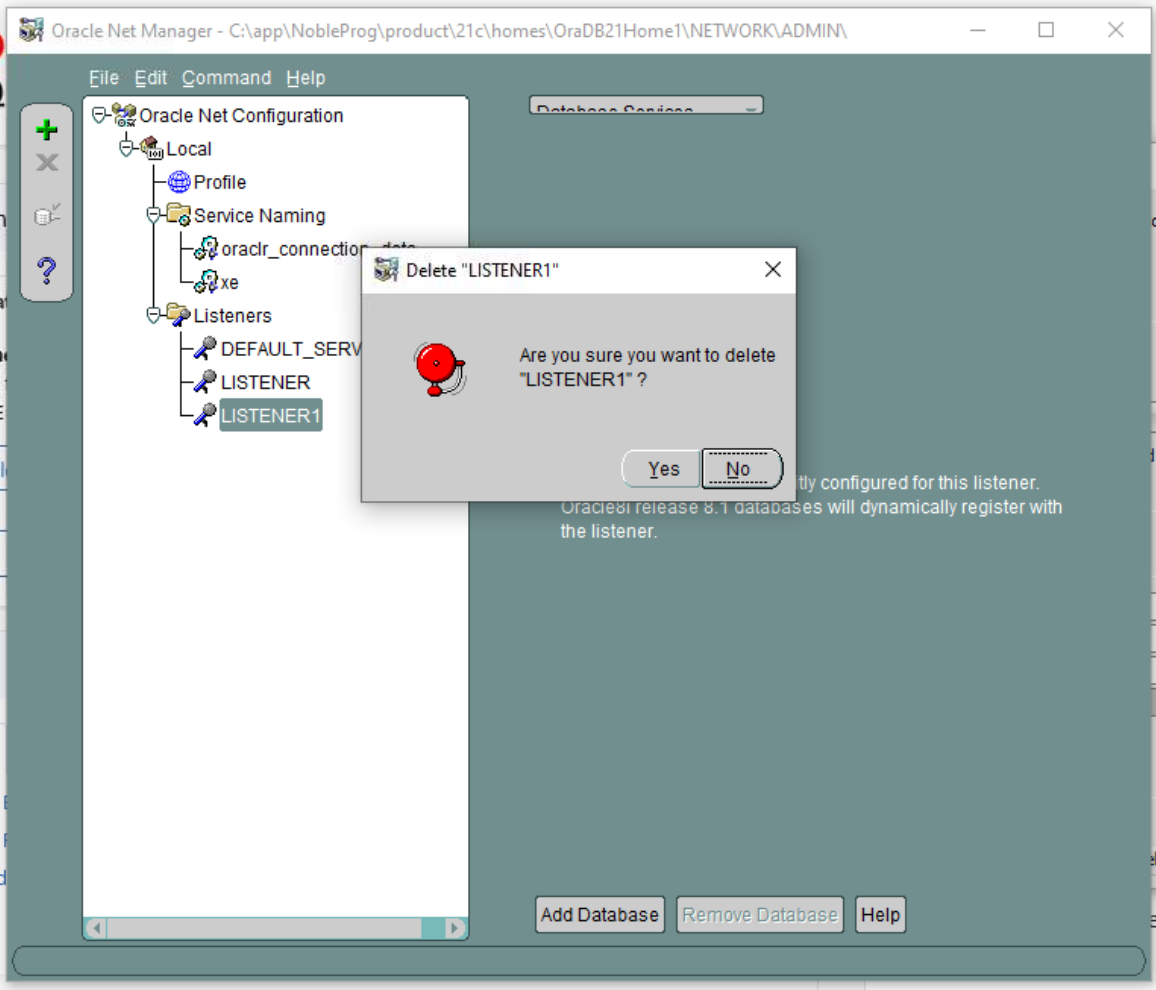 Deleting LISTENER1