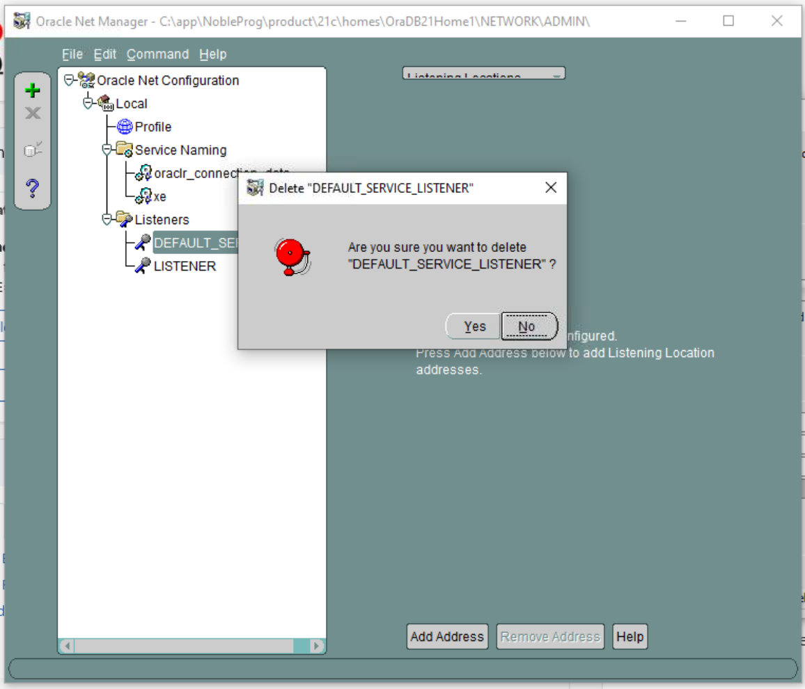 Removing DEFAULT LISTENER