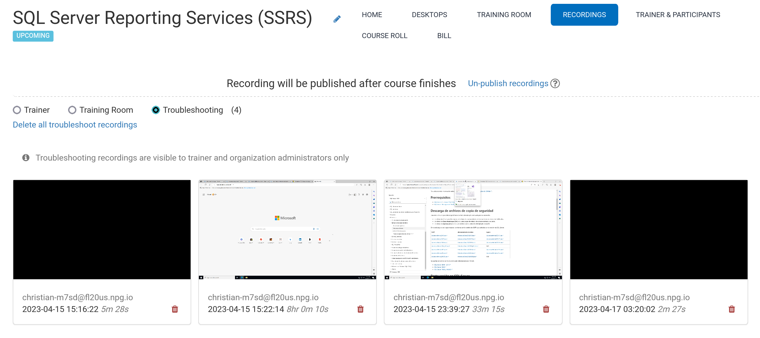 Recordings Overview