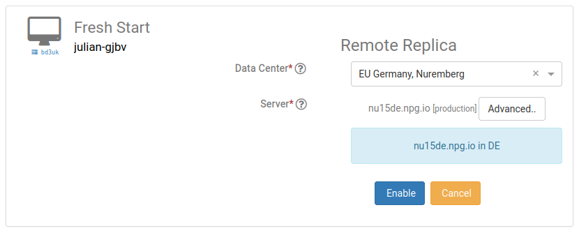 Remote Replica data centre choice